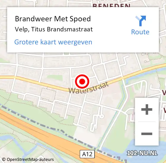 Locatie op kaart van de 112 melding: Brandweer Met Spoed Naar Velp, Titus Brandsmastraat op 17 juli 2023 23:22