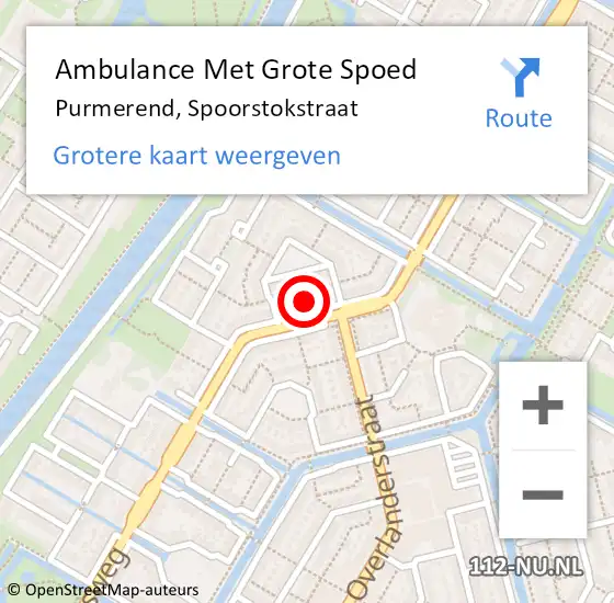 Locatie op kaart van de 112 melding: Ambulance Met Grote Spoed Naar Purmerend, Spoorstokstraat op 17 juli 2023 23:51