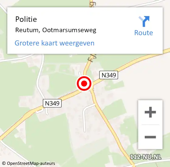 Locatie op kaart van de 112 melding: Politie Reutum, Ootmarsumseweg op 17 juli 2023 23:59