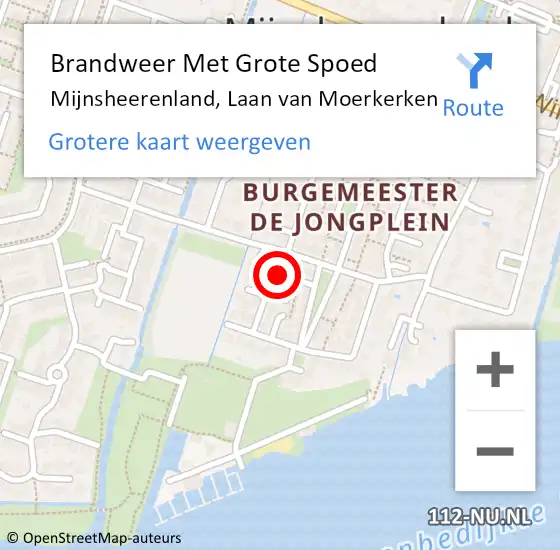 Locatie op kaart van de 112 melding: Brandweer Met Grote Spoed Naar Mijnsheerenland, Laan van Moerkerken op 18 juli 2023 00:19