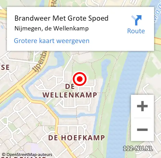 Locatie op kaart van de 112 melding: Brandweer Met Grote Spoed Naar Nijmegen, de Wellenkamp op 18 juli 2023 01:12