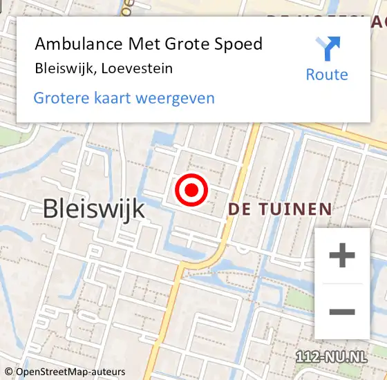 Locatie op kaart van de 112 melding: Ambulance Met Grote Spoed Naar Bleiswijk, Loevestein op 18 juli 2023 01:19