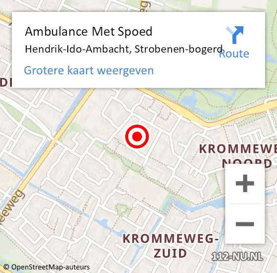 Locatie op kaart van de 112 melding: Ambulance Met Spoed Naar Hendrik-Ido-Ambacht, Strobenen-bogerd op 18 juli 2023 02:42