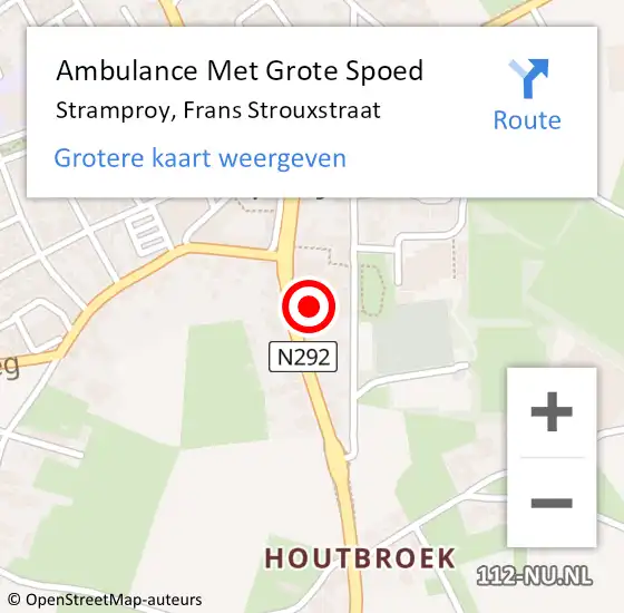 Locatie op kaart van de 112 melding: Ambulance Met Grote Spoed Naar Stramproy, Frans Strouxstraat op 18 juli 2023 03:24