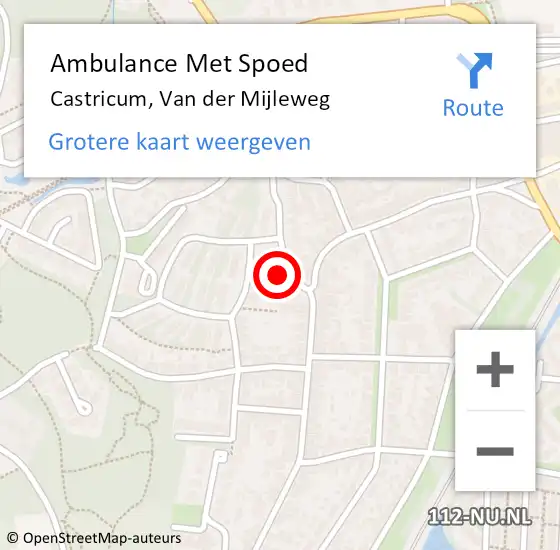 Locatie op kaart van de 112 melding: Ambulance Met Spoed Naar Castricum, Van der Mijleweg op 18 juli 2023 04:53