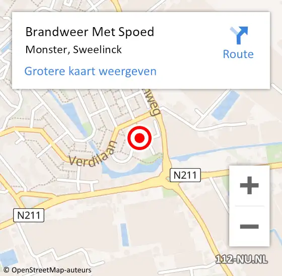 Locatie op kaart van de 112 melding: Brandweer Met Spoed Naar Monster, Sweelinck op 18 juli 2023 06:20