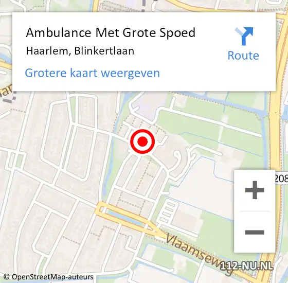 Locatie op kaart van de 112 melding: Ambulance Met Grote Spoed Naar Haarlem, Blinkertlaan op 18 juli 2023 06:25
