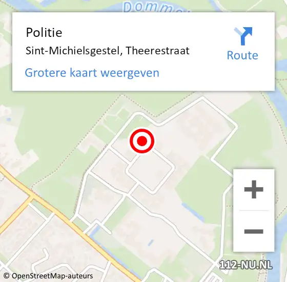 Locatie op kaart van de 112 melding: Politie Sint-Michielsgestel, Theerestraat op 18 juli 2023 07:53