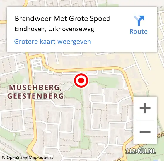 Locatie op kaart van de 112 melding: Brandweer Met Grote Spoed Naar Eindhoven, Urkhovenseweg op 18 juli 2023 08:16