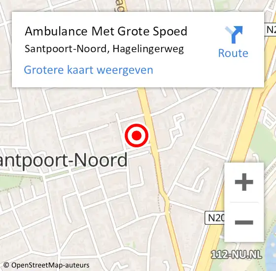 Locatie op kaart van de 112 melding: Ambulance Met Grote Spoed Naar Santpoort-Noord, Hagelingerweg op 18 juli 2023 08:19