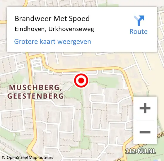 Locatie op kaart van de 112 melding: Brandweer Met Spoed Naar Eindhoven, Urkhovenseweg op 18 juli 2023 08:22