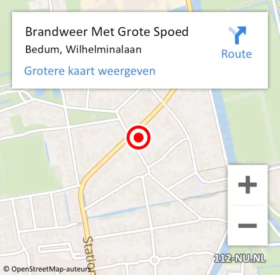 Locatie op kaart van de 112 melding: Brandweer Met Grote Spoed Naar Bedum, Wilhelminalaan op 18 juli 2023 08:35