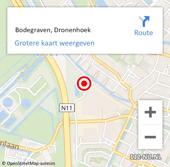 Locatie op kaart van de 112 melding:  Bodegraven, Dronenhoek op 18 juli 2023 09:13