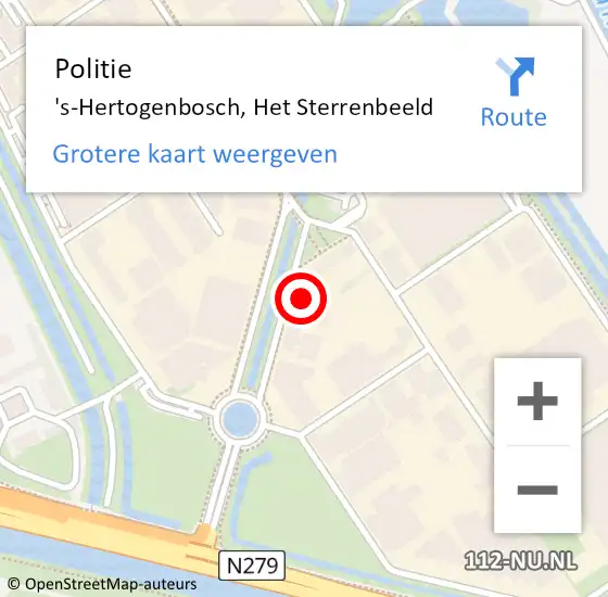 Locatie op kaart van de 112 melding: Politie 's-Hertogenbosch, Het Sterrenbeeld op 18 juli 2023 09:20