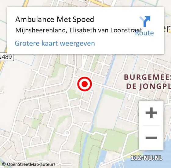 Locatie op kaart van de 112 melding: Ambulance Met Spoed Naar Mijnsheerenland, Elisabeth van Loonstraat op 18 juli 2023 10:10