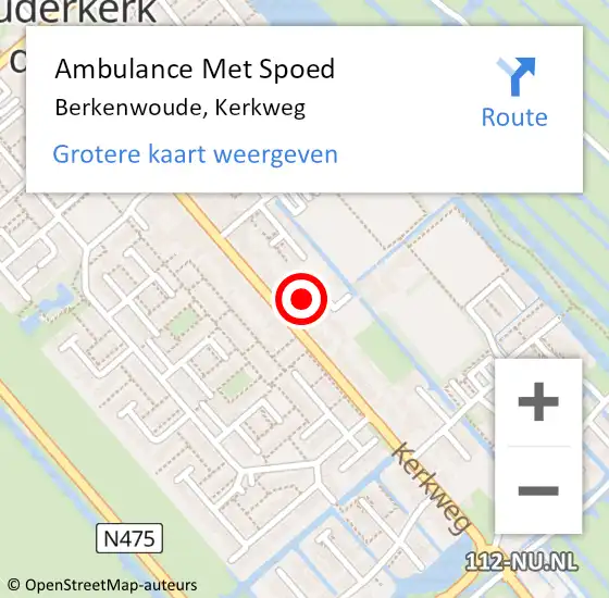 Locatie op kaart van de 112 melding: Ambulance Met Spoed Naar Berkenwoude, Kerkweg op 18 juli 2023 10:16