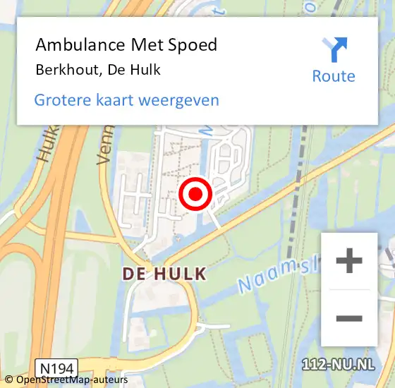 Locatie op kaart van de 112 melding: Ambulance Met Spoed Naar Berkhout, De Hulk op 18 juli 2023 10:31