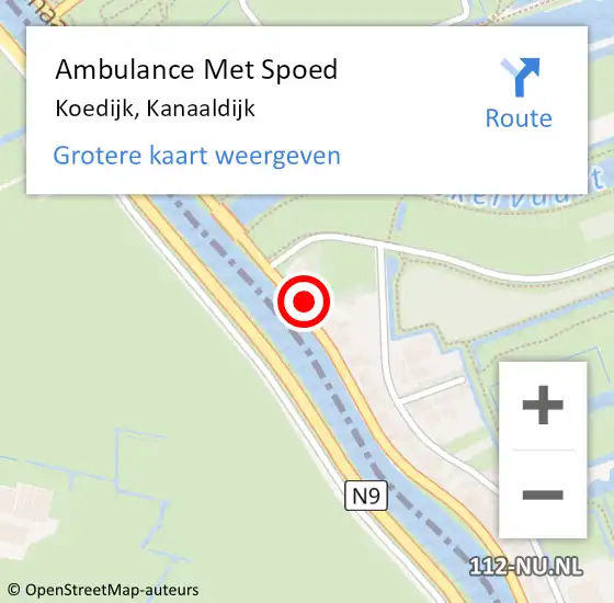 Locatie op kaart van de 112 melding: Ambulance Met Spoed Naar Koedijk, Kanaaldijk op 18 juli 2023 10:48
