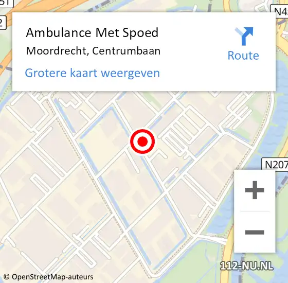 Locatie op kaart van de 112 melding: Ambulance Met Spoed Naar Moordrecht, Centrumbaan op 18 juli 2023 11:31