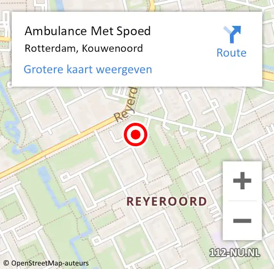 Locatie op kaart van de 112 melding: Ambulance Met Spoed Naar Rotterdam, Kouwenoord op 18 juli 2023 11:32