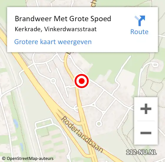 Locatie op kaart van de 112 melding: Brandweer Met Grote Spoed Naar Kerkrade, Vinkerdwarsstraat op 18 juli 2023 11:34