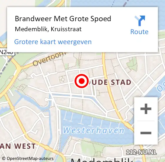 Locatie op kaart van de 112 melding: Brandweer Met Grote Spoed Naar Medemblik, Kruisstraat op 18 juli 2023 11:34