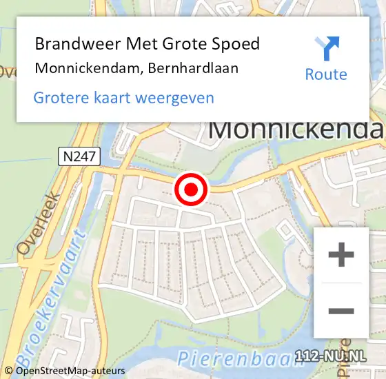 Locatie op kaart van de 112 melding: Brandweer Met Grote Spoed Naar Monnickendam, Bernhardlaan op 18 juli 2023 11:54