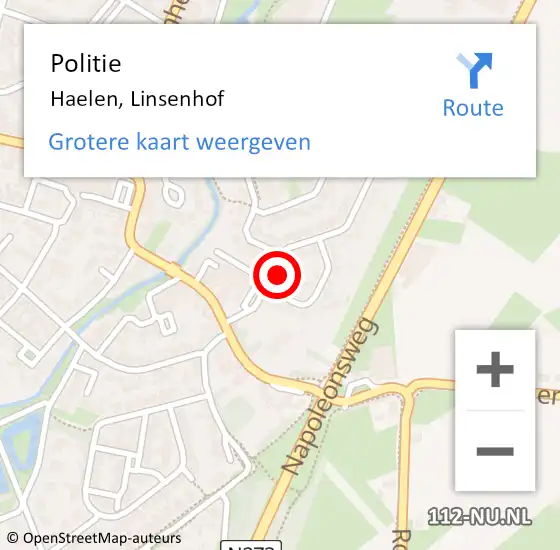 Locatie op kaart van de 112 melding: Politie Haelen, Linsenhof op 18 juli 2023 11:56