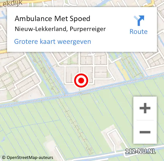 Locatie op kaart van de 112 melding: Ambulance Met Spoed Naar Nieuw-Lekkerland, Purperreiger op 18 juli 2023 12:01