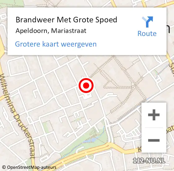 Locatie op kaart van de 112 melding: Brandweer Met Grote Spoed Naar Apeldoorn, Mariastraat op 18 juli 2023 12:46