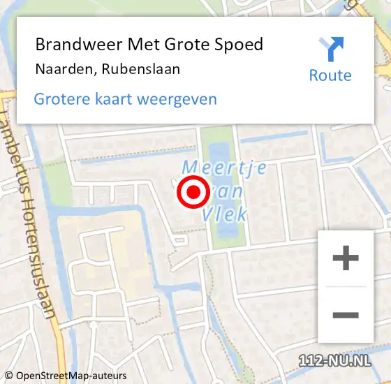 Locatie op kaart van de 112 melding: Brandweer Met Grote Spoed Naar Naarden, Rubenslaan op 18 juli 2023 13:03