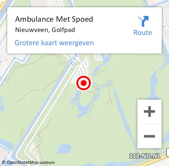 Locatie op kaart van de 112 melding: Ambulance Met Spoed Naar Nieuwveen, Golfpad op 18 juli 2023 13:14