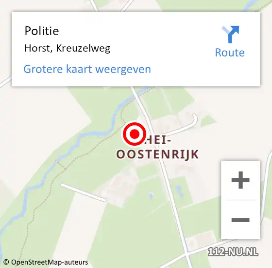 Locatie op kaart van de 112 melding: Politie Horst, Kreuzelweg op 18 juli 2023 13:23