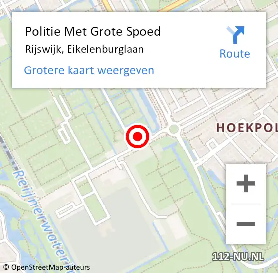 Locatie op kaart van de 112 melding: Politie Met Grote Spoed Naar Rijswijk, Eikelenburglaan op 18 juli 2023 13:40