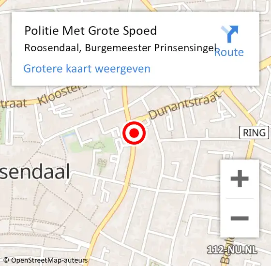 Locatie op kaart van de 112 melding: Politie Met Grote Spoed Naar Roosendaal, Burgemeester Prinsensingel op 18 juli 2023 13:41