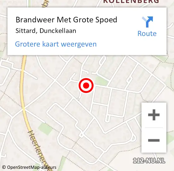 Locatie op kaart van de 112 melding: Brandweer Met Grote Spoed Naar Sittard, Dunckellaan op 18 juli 2023 13:47