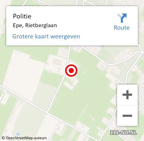 Locatie op kaart van de 112 melding: Politie Epe, Rietberglaan op 18 juli 2023 13:57