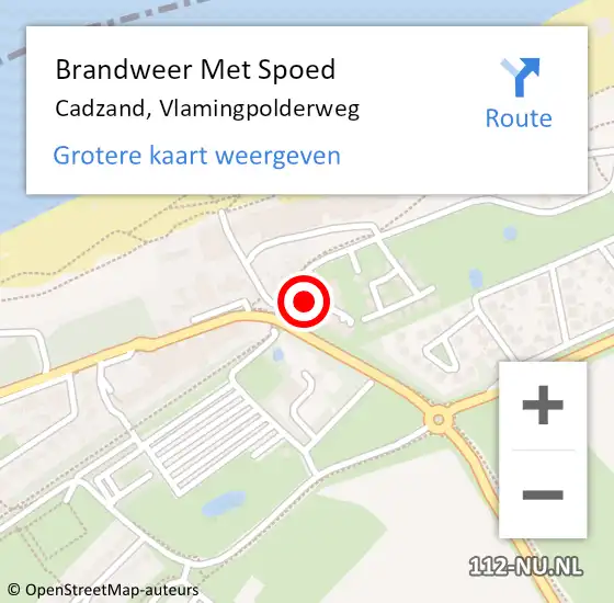 Locatie op kaart van de 112 melding: Brandweer Met Spoed Naar Cadzand, Vlamingpolderweg op 18 juli 2023 14:29