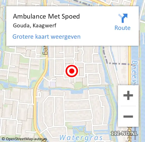 Locatie op kaart van de 112 melding: Ambulance Met Spoed Naar Gouda, Kaagwerf op 18 juli 2023 14:31