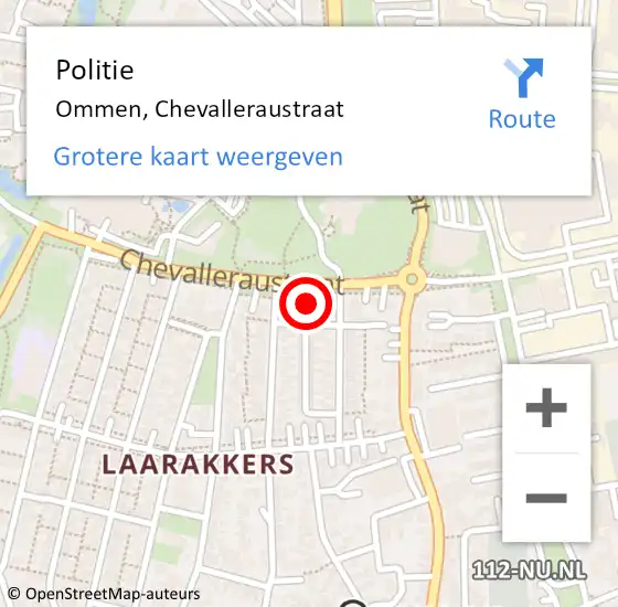 Locatie op kaart van de 112 melding: Politie Ommen, Chevalleraustraat op 18 juli 2023 14:37