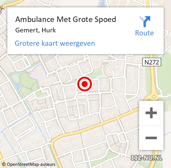 Locatie op kaart van de 112 melding: Ambulance Met Grote Spoed Naar Gemert, Hurk op 2 september 2014 06:12