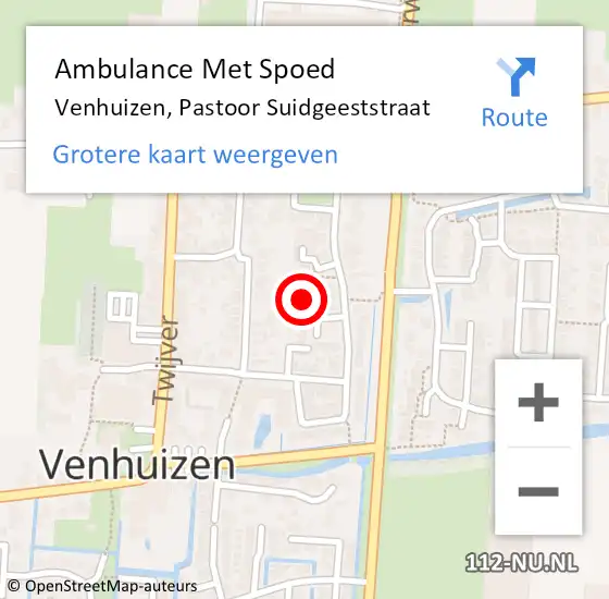 Locatie op kaart van de 112 melding: Ambulance Met Spoed Naar Venhuizen, Pastoor Suidgeeststraat op 18 juli 2023 15:37