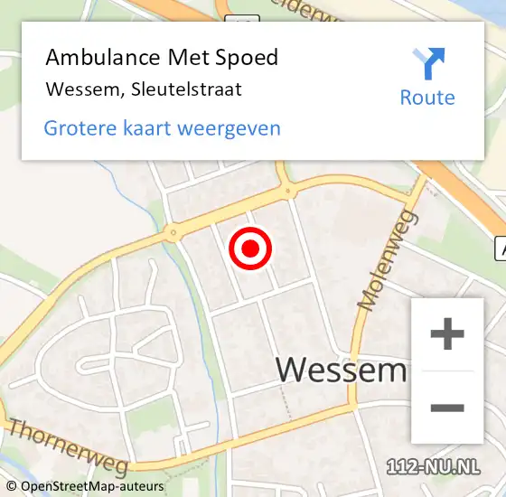 Locatie op kaart van de 112 melding: Ambulance Met Spoed Naar Wessem, Sleutelstraat op 18 juli 2023 15:53