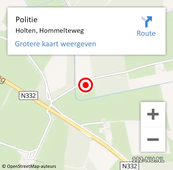 Locatie op kaart van de 112 melding: Politie Holten, Hommelteweg op 18 juli 2023 16:30