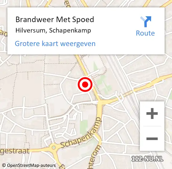 Locatie op kaart van de 112 melding: Brandweer Met Spoed Naar Hilversum, Schapenkamp op 18 juli 2023 16:54