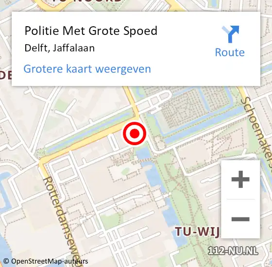Locatie op kaart van de 112 melding: Politie Met Grote Spoed Naar Delft, Jaffalaan op 18 juli 2023 17:25