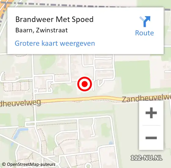 Locatie op kaart van de 112 melding: Brandweer Met Spoed Naar Baarn, Zwinstraat op 18 juli 2023 17:26