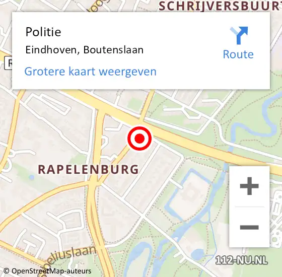 Locatie op kaart van de 112 melding: Politie Eindhoven, Boutenslaan op 18 juli 2023 17:29