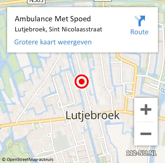 Locatie op kaart van de 112 melding: Ambulance Met Spoed Naar Lutjebroek, Sint Nicolaasstraat op 18 juli 2023 18:02