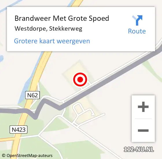 Locatie op kaart van de 112 melding: Brandweer Met Grote Spoed Naar Westdorpe, Stekkerweg op 18 juli 2023 18:05